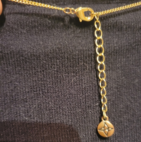 Gold Like Necklace with Pendant with 8 Pendulum Bars, Long - Picture 4 of 6